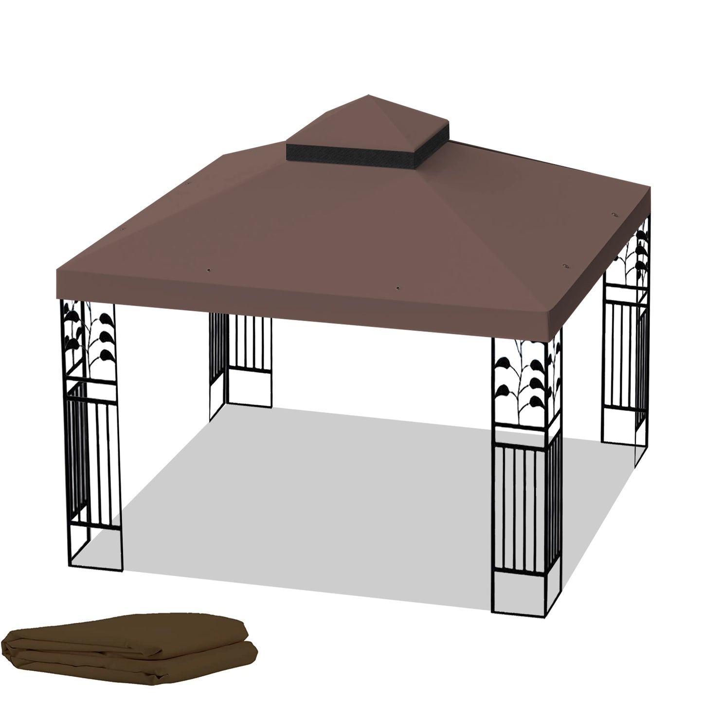 10x10 Ft Patio Gazebo Canopy - Coffee Fabric Replacement Top