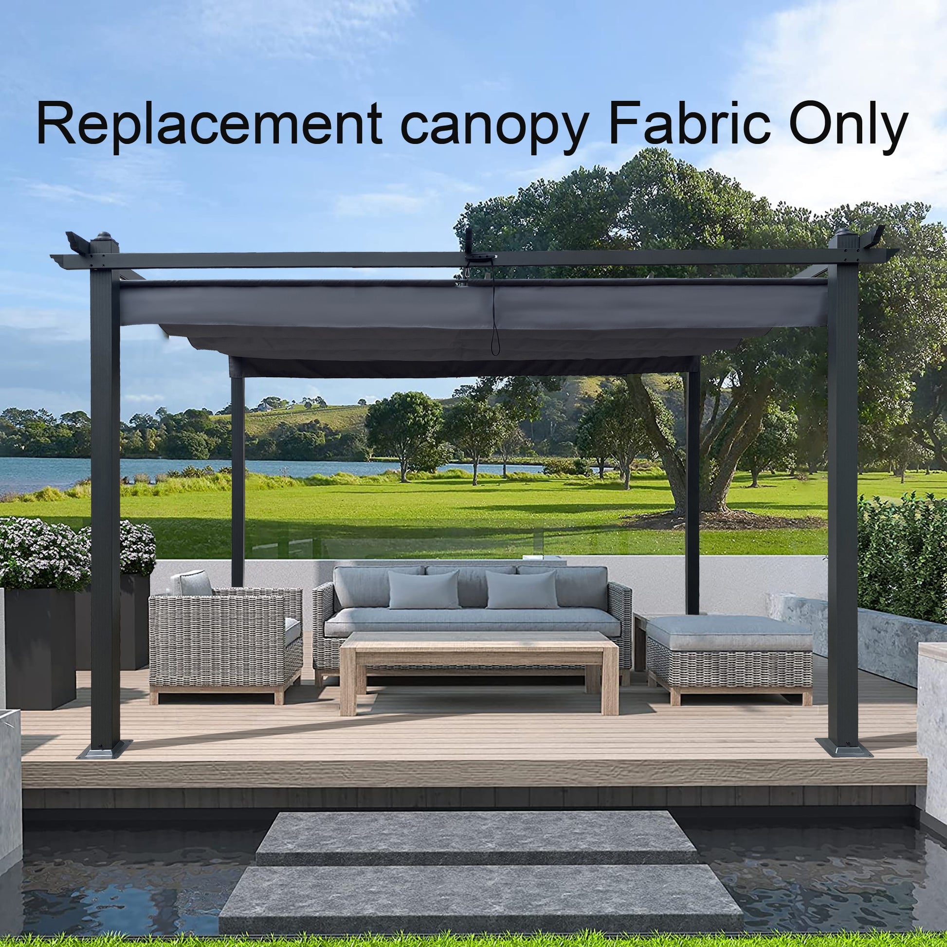 13x10 Ft Gray Polyester Pergola Canopy Replacement Top