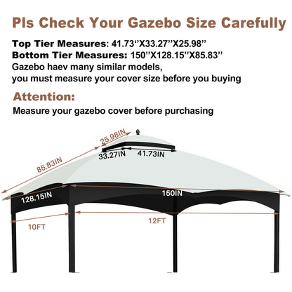 White Fabric Gazebo Canopy Replacement Top 10x12