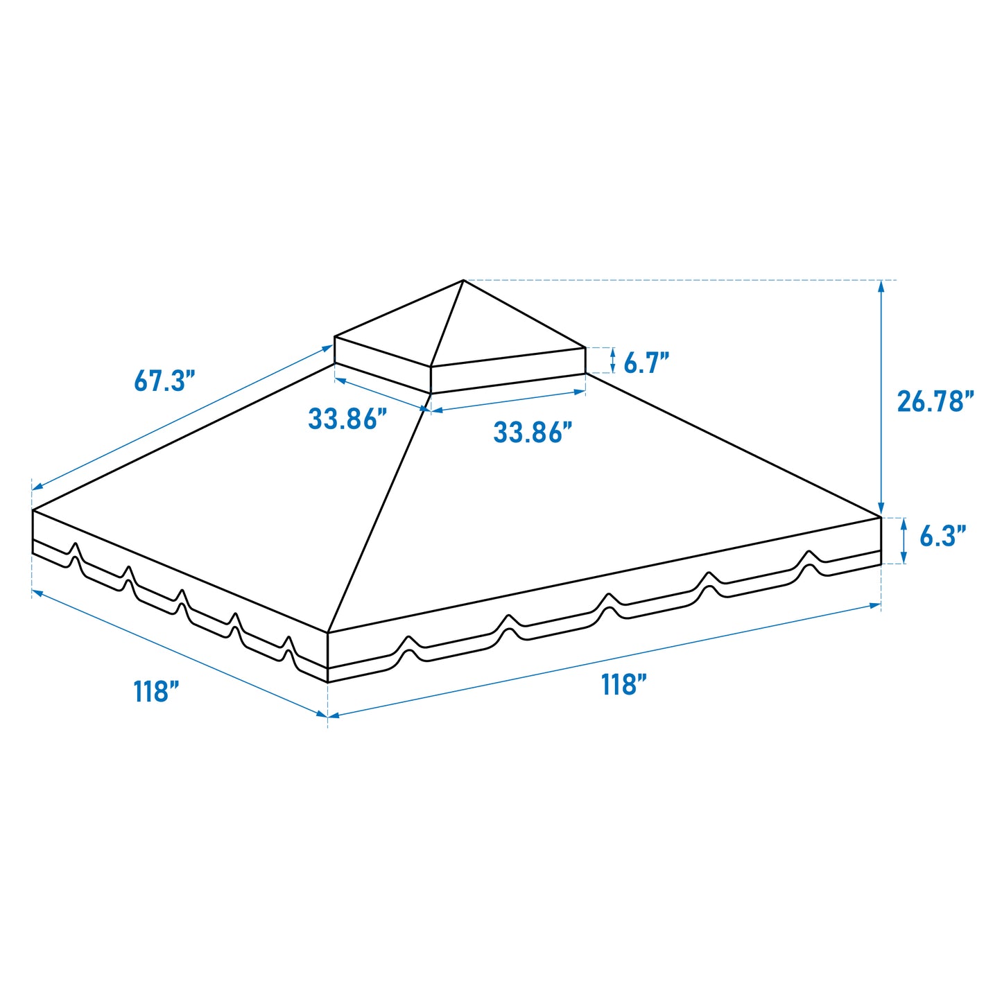 10x10 Red Patio Gazebo Canopy Replacement Top