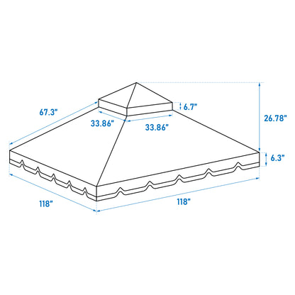 10x10 Red Patio Gazebo Canopy Replacement Top