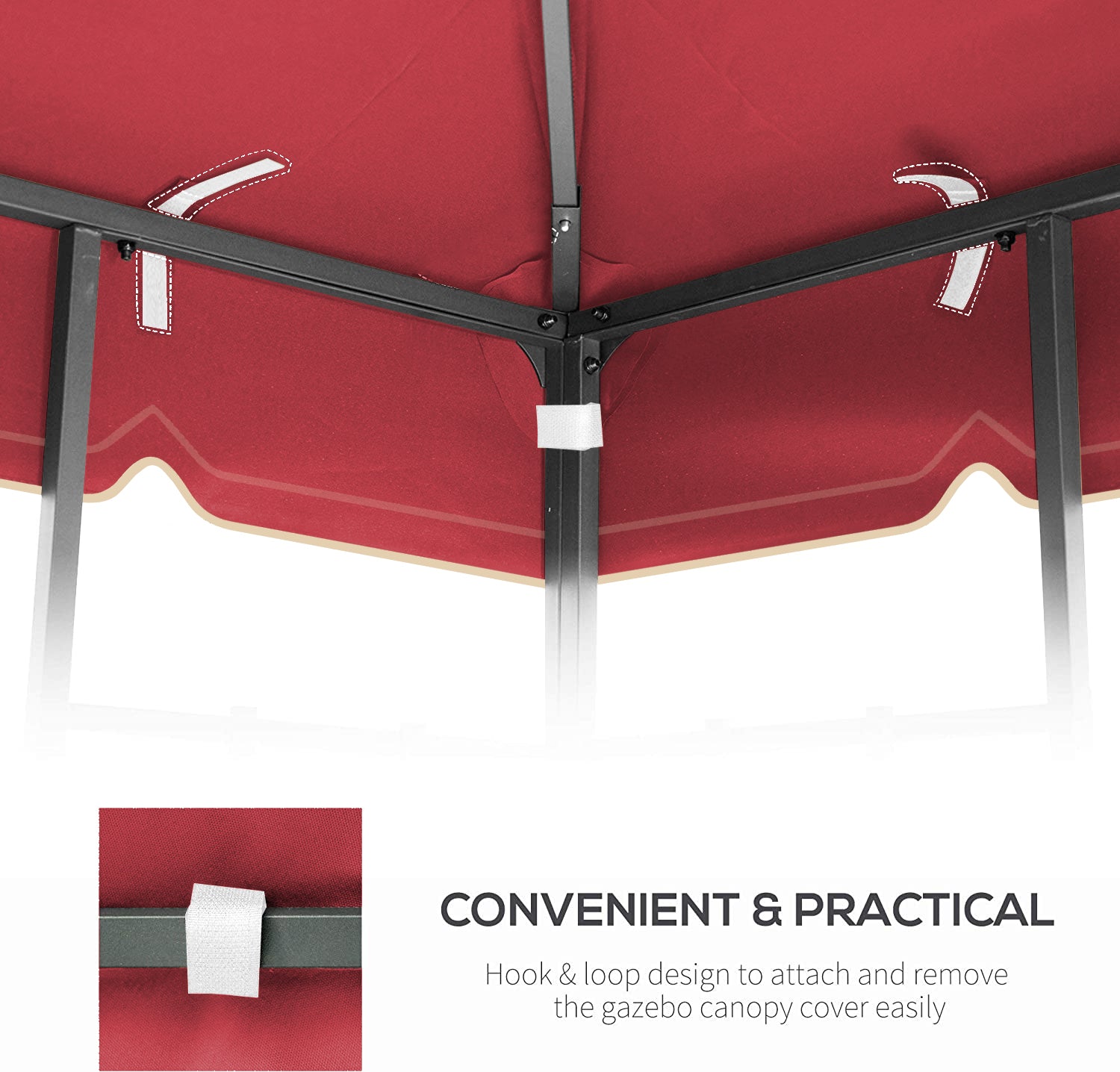 10x10 Red Patio Gazebo Canopy Replacement Top