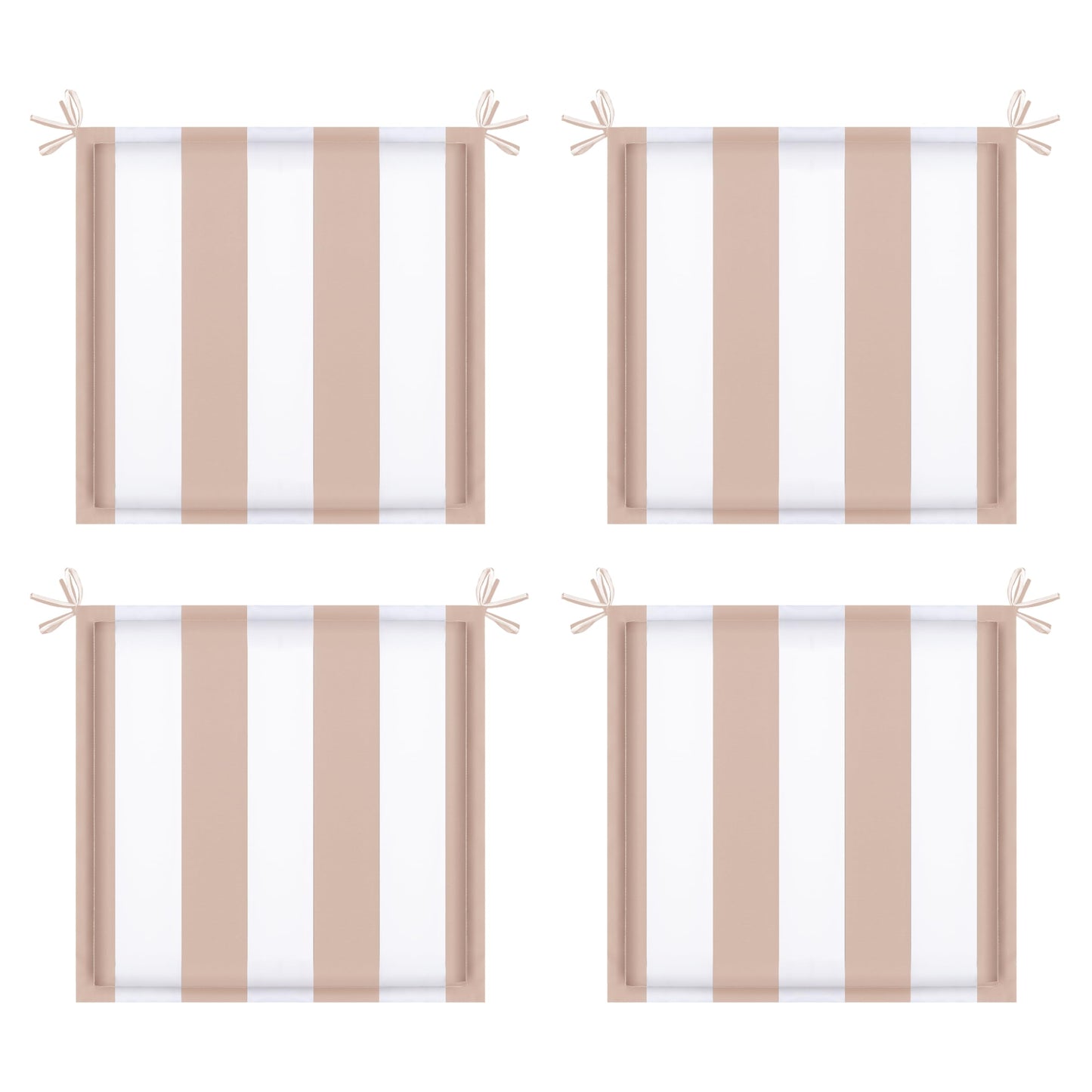 Khaki White Striped Patio Seat Cushions - 4 Piece Set