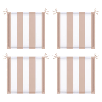 Khaki White Striped Patio Seat Cushions - 4 Piece Set