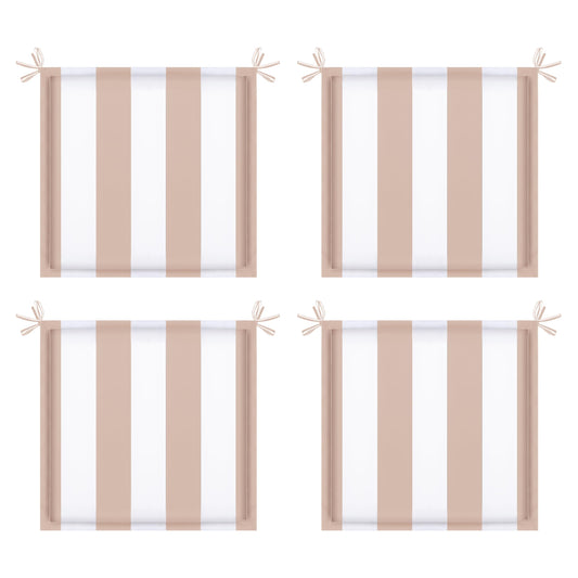 Khaki White Striped Patio Seat Cushions - 4 Piece Set