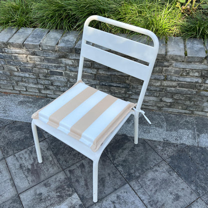 Khaki White Striped Patio Seat Cushions - 4 Piece Set