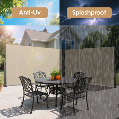 138" x 71" Retractable Side Awning - Beige Privacy Screen