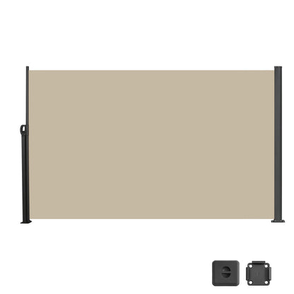 138" x 71''Retractable Side Awning, Waterproof & UV-Resistant, Privacy Screen Divider Roll Up Balcony(Beige)