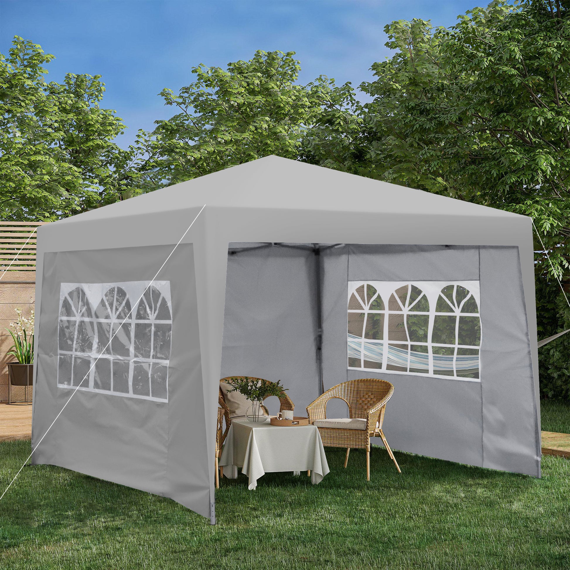 10x10 Grey Metal Pop Up Garden Canopy Tent for Patio and Poolside