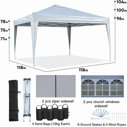 10x10 Grey Metal Pop Up Garden Canopy Tent for Patio and Poolside