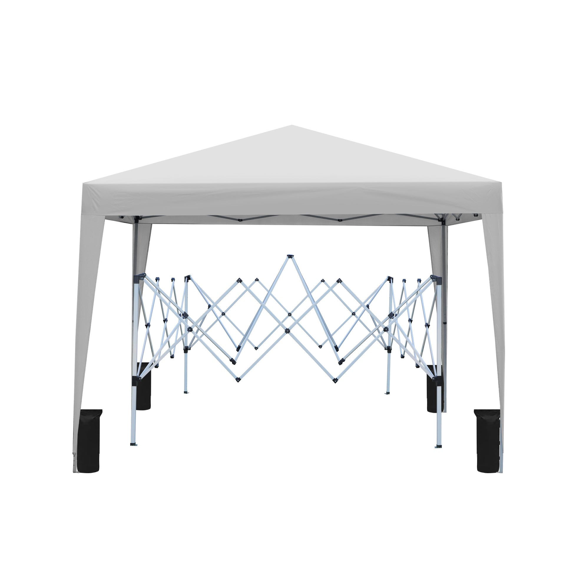 10x10 Grey Metal Pop Up Garden Canopy Tent for Patio and Poolside