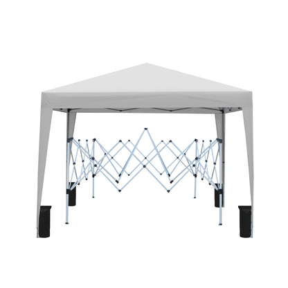 10x10 Grey Metal Pop Up Garden Canopy Tent for Patio and Poolside
