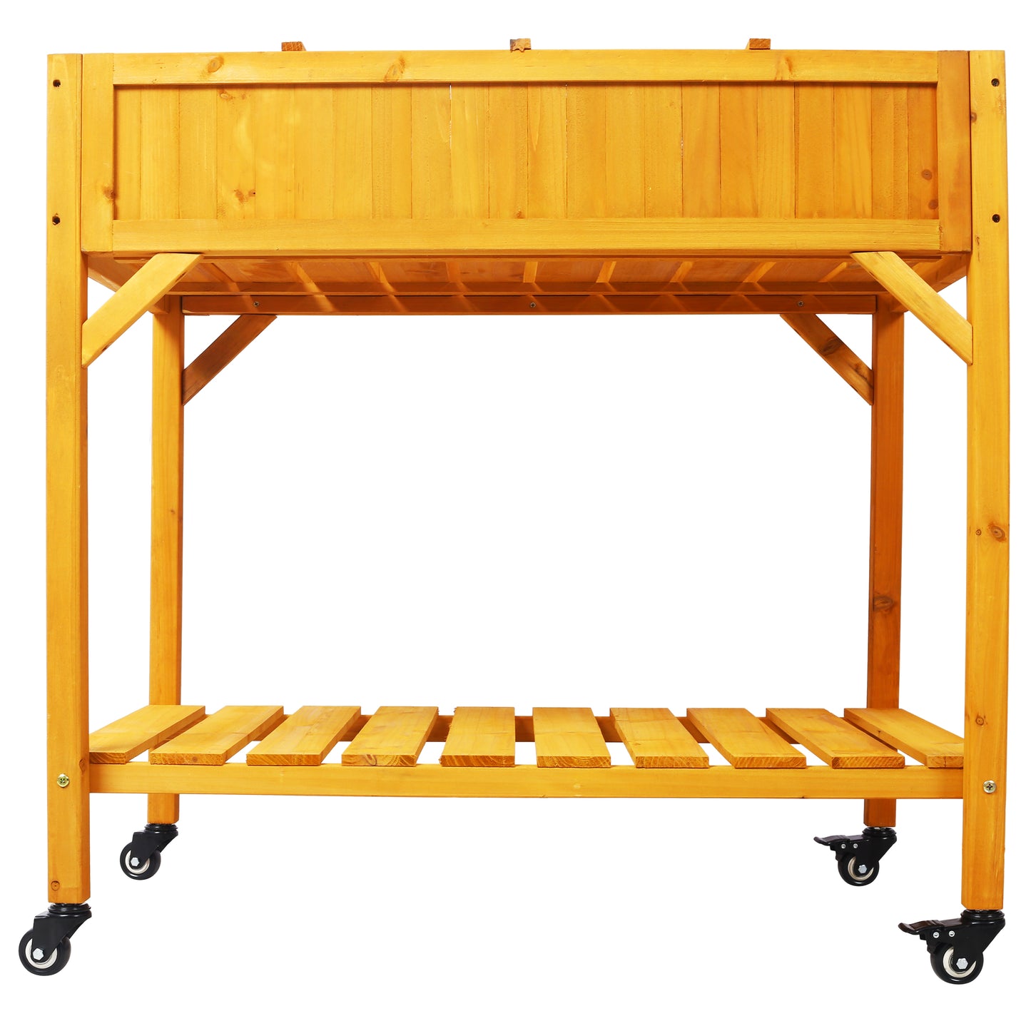 Elevated 8 Pocket Herb Garden Bed - Mobile Wood Planter