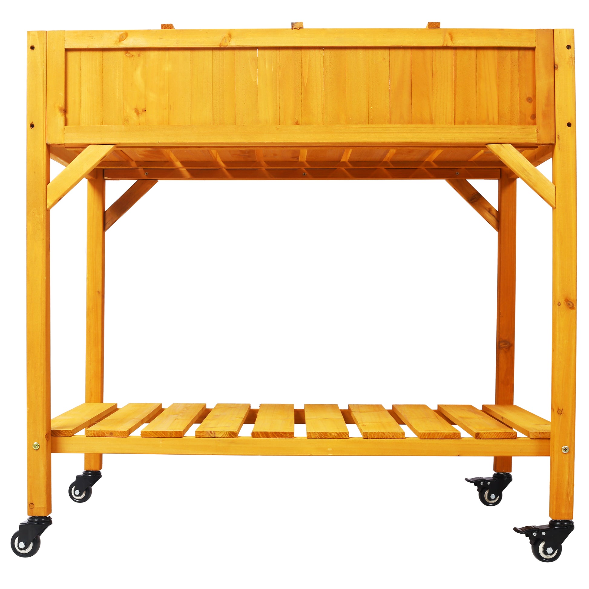 Elevated 8 Pocket Herb Garden Bed - Mobile Wood Planter
