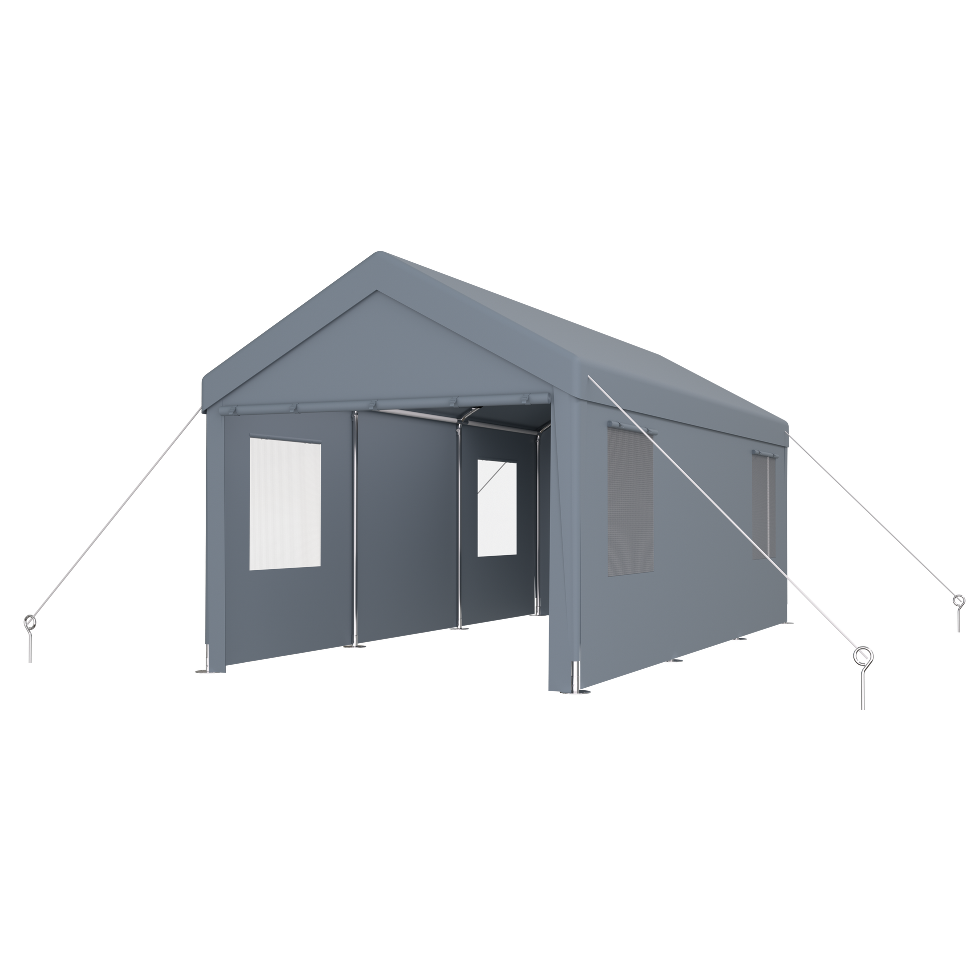 10' x 20' Grey Polypropylene Carport - Heavy Duty Outdoor Storage