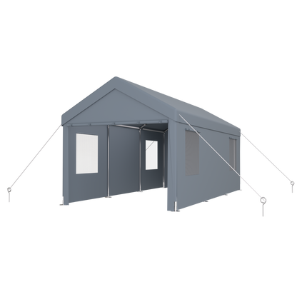 10' x 20' Grey Polypropylene Carport - Heavy Duty Outdoor Storage