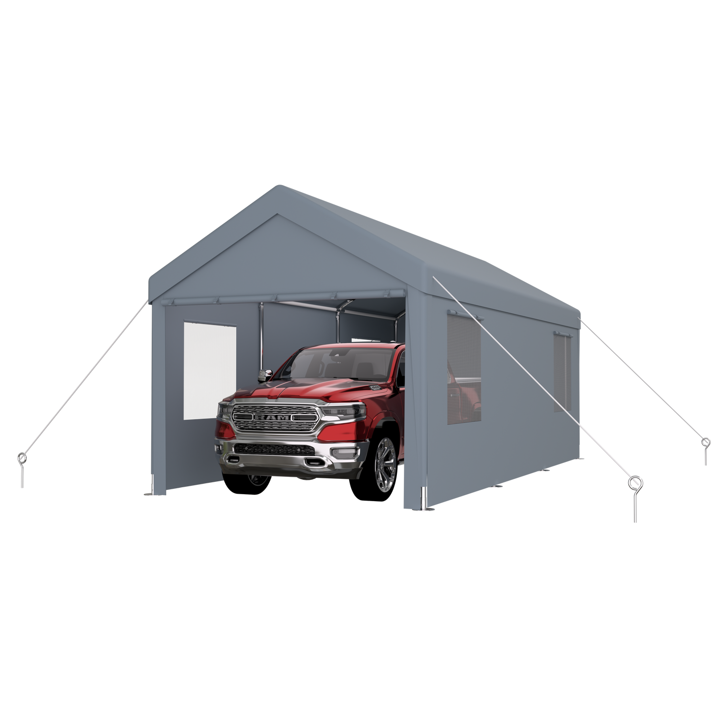 10' x 20' Grey Polypropylene Carport - Heavy Duty Outdoor Storage