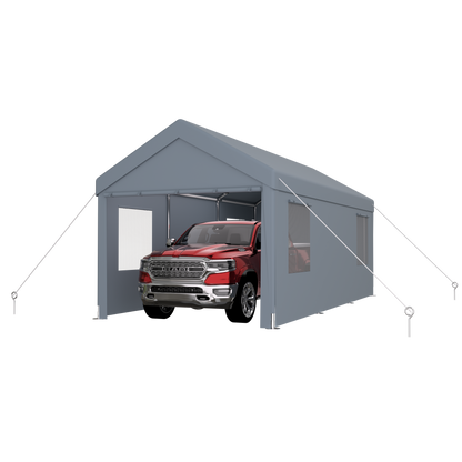 10' x 20' Grey Polypropylene Carport - Heavy Duty Outdoor Storage