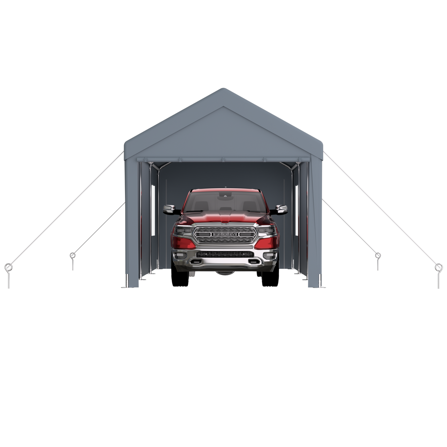 10' x 20' Grey Polypropylene Carport - Heavy Duty Outdoor Storage