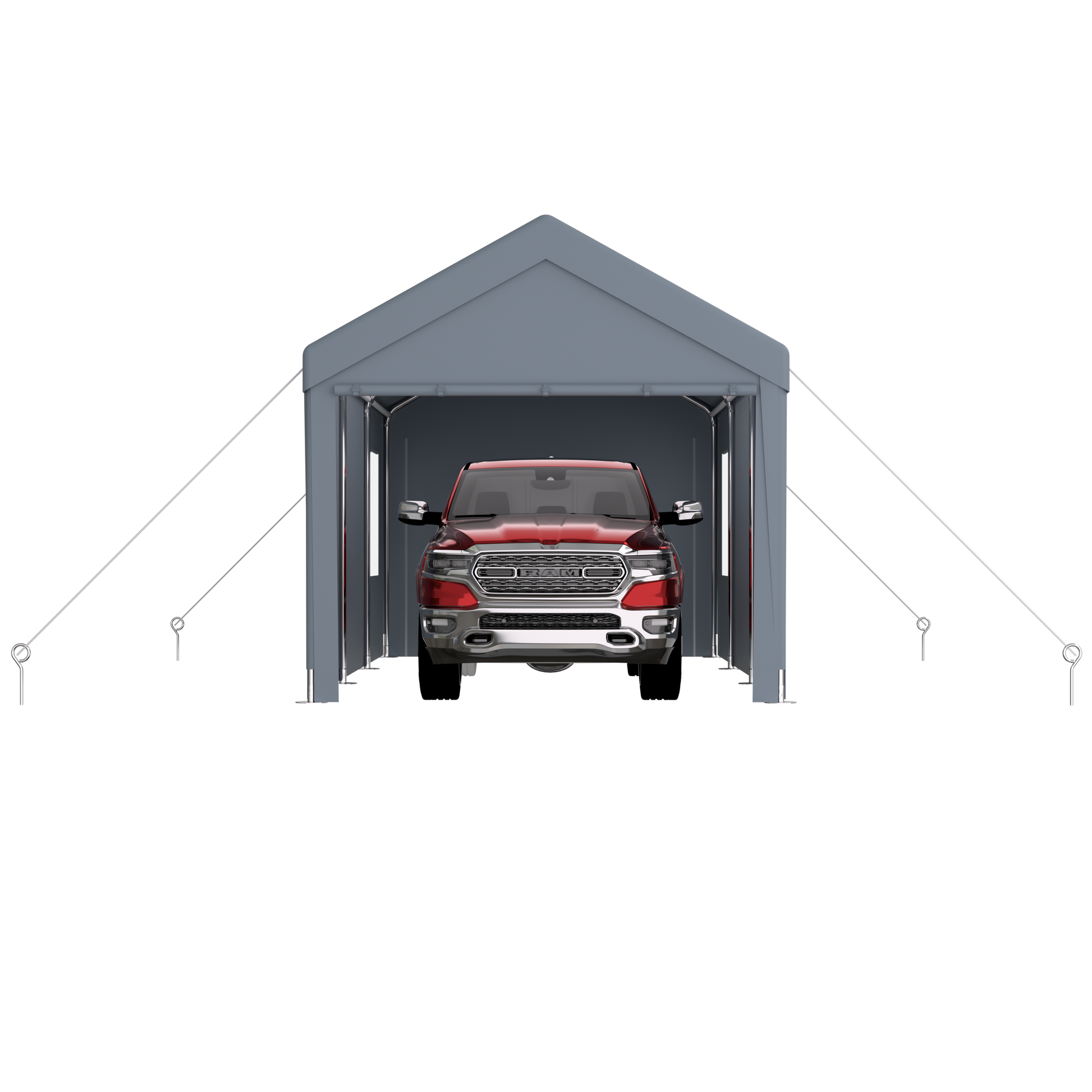 10' x 20' Grey Polypropylene Carport - Heavy Duty Outdoor Storage