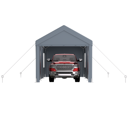 10' x 20' Grey Polypropylene Carport - Heavy Duty Outdoor Storage