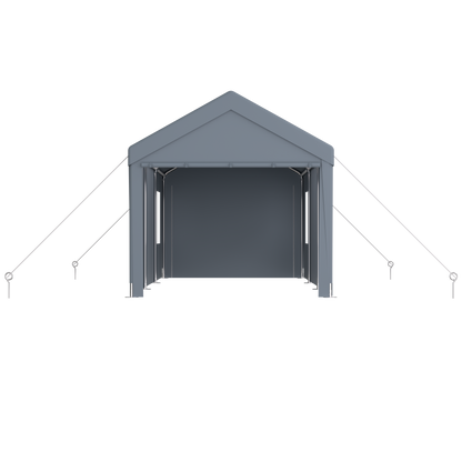 10' x 20' Grey Polypropylene Carport - Heavy Duty Outdoor Storage