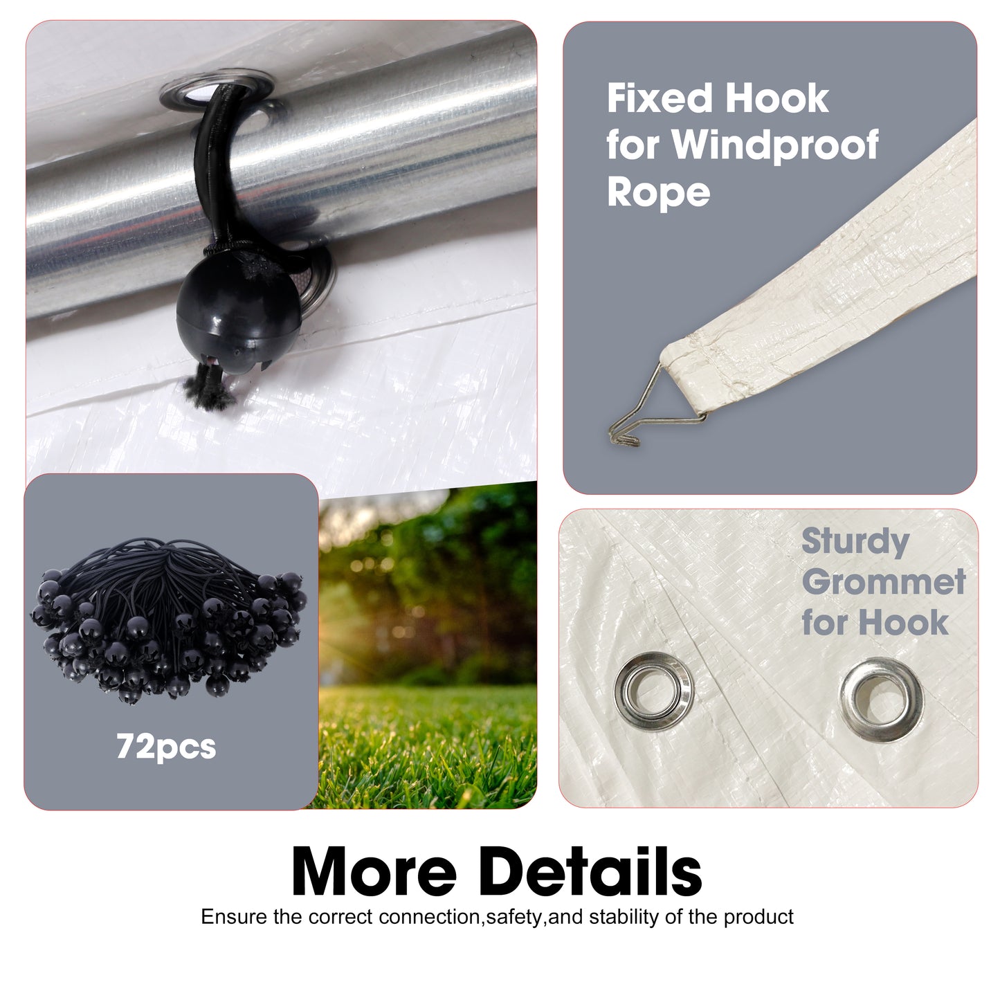 10x20ft Carport Canopy Cover - Waterproof UV Protection, Elastic Buckles