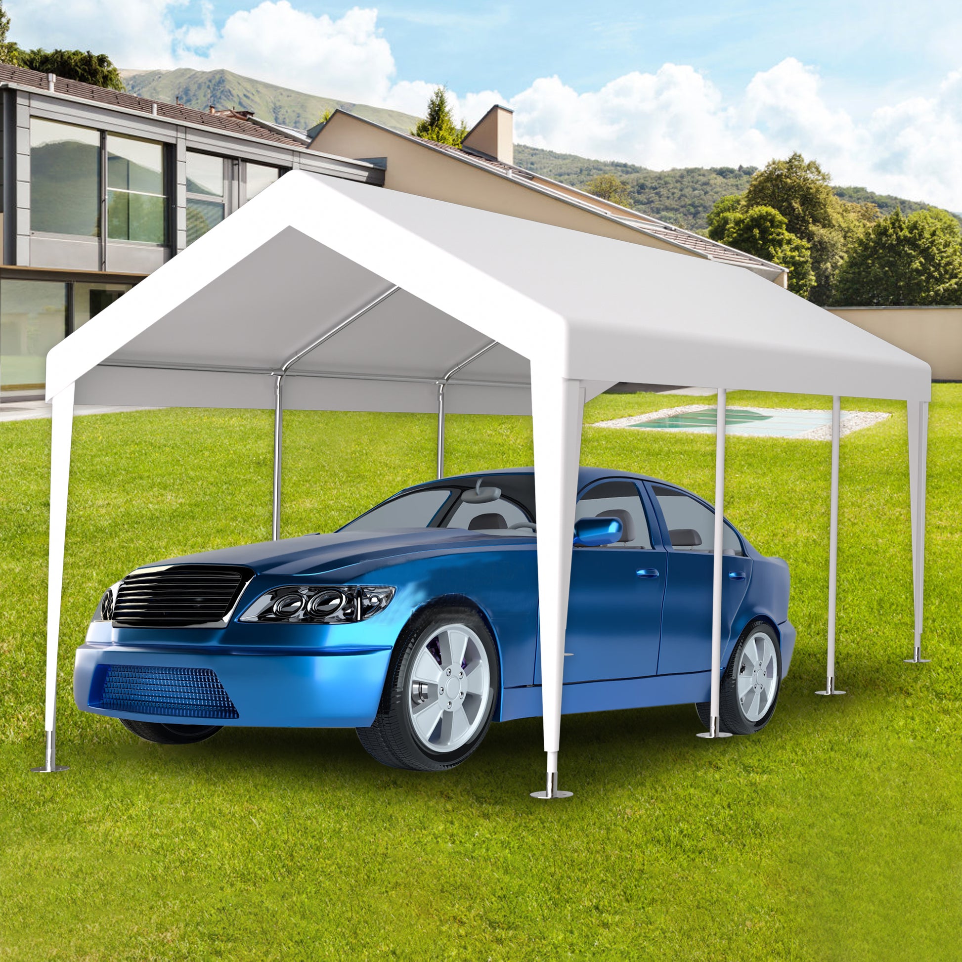 10x20ft Carport Canopy Cover - Waterproof UV Protection, Elastic Buckles