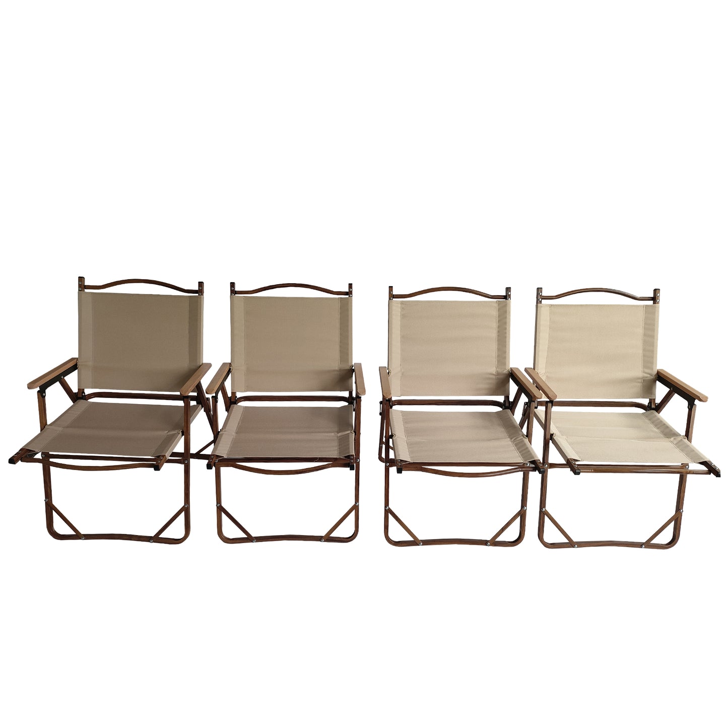 Natural Aluminium Folding Chair Set of 4 for Patio Garden Seating