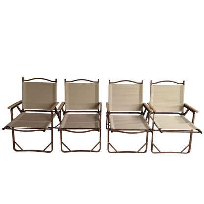 Natural Aluminium Folding Chair Set of 4 for Patio Garden Seating