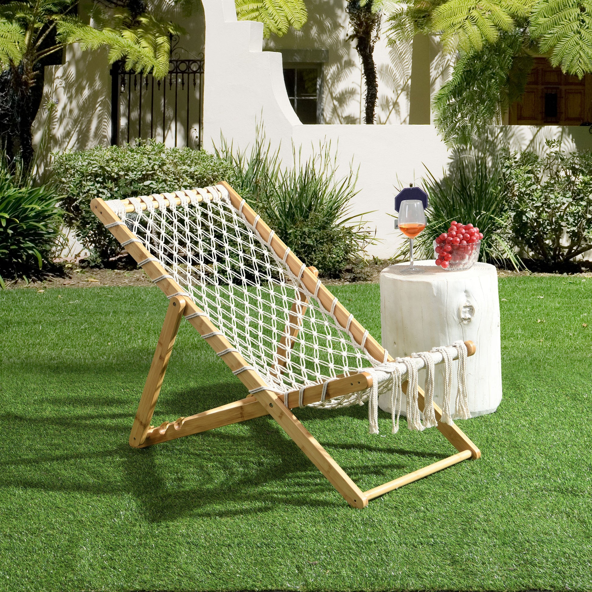 Natural Bamboo Outdoor Patio Chairs for Garden or Poolside Seating