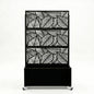 70.87" H × 46.06" W Leaf Pattern Privacy Screen with Planter Box, Black Metal Freestanding Decorative Fence Planter for Patio Balcony Backyard