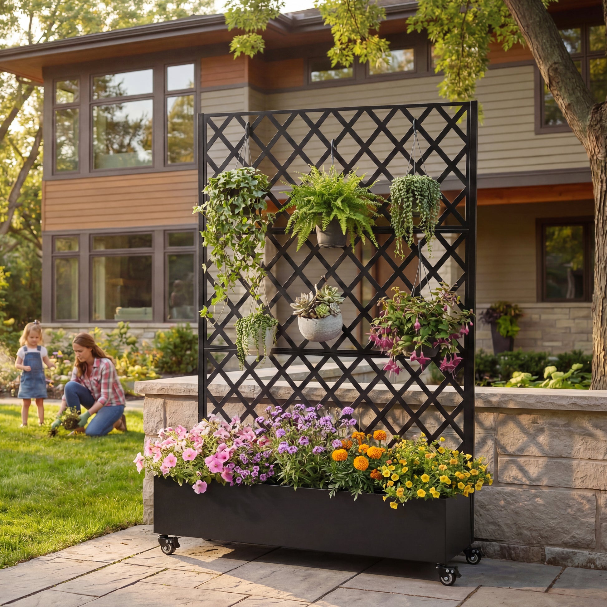 Metal Raised Garden Bed with Wheels - 73" x 47" Planter Box for Outdoor