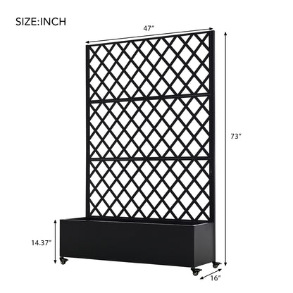 Metal Raised Garden Bed with Wheels - 73" x 47" Planter Box for Outdoor