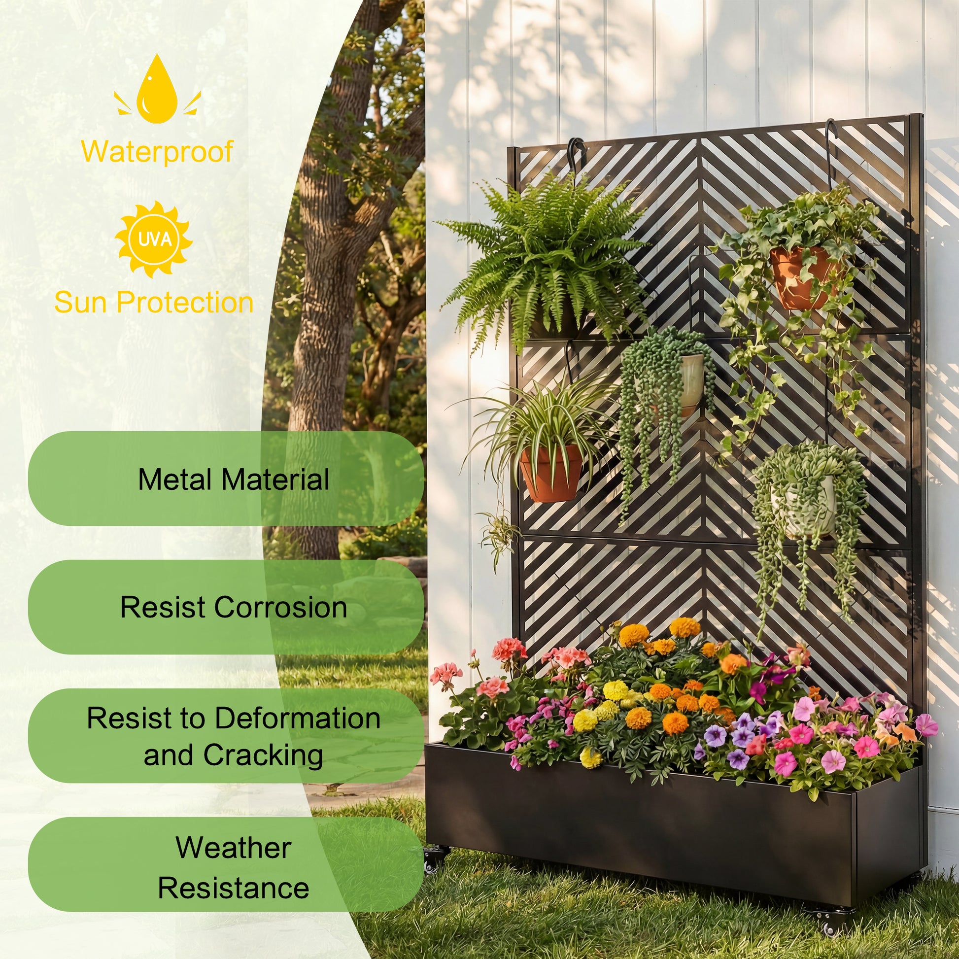 Metal Raised Garden Bed with Wheels - 73" x 47" Planter Box