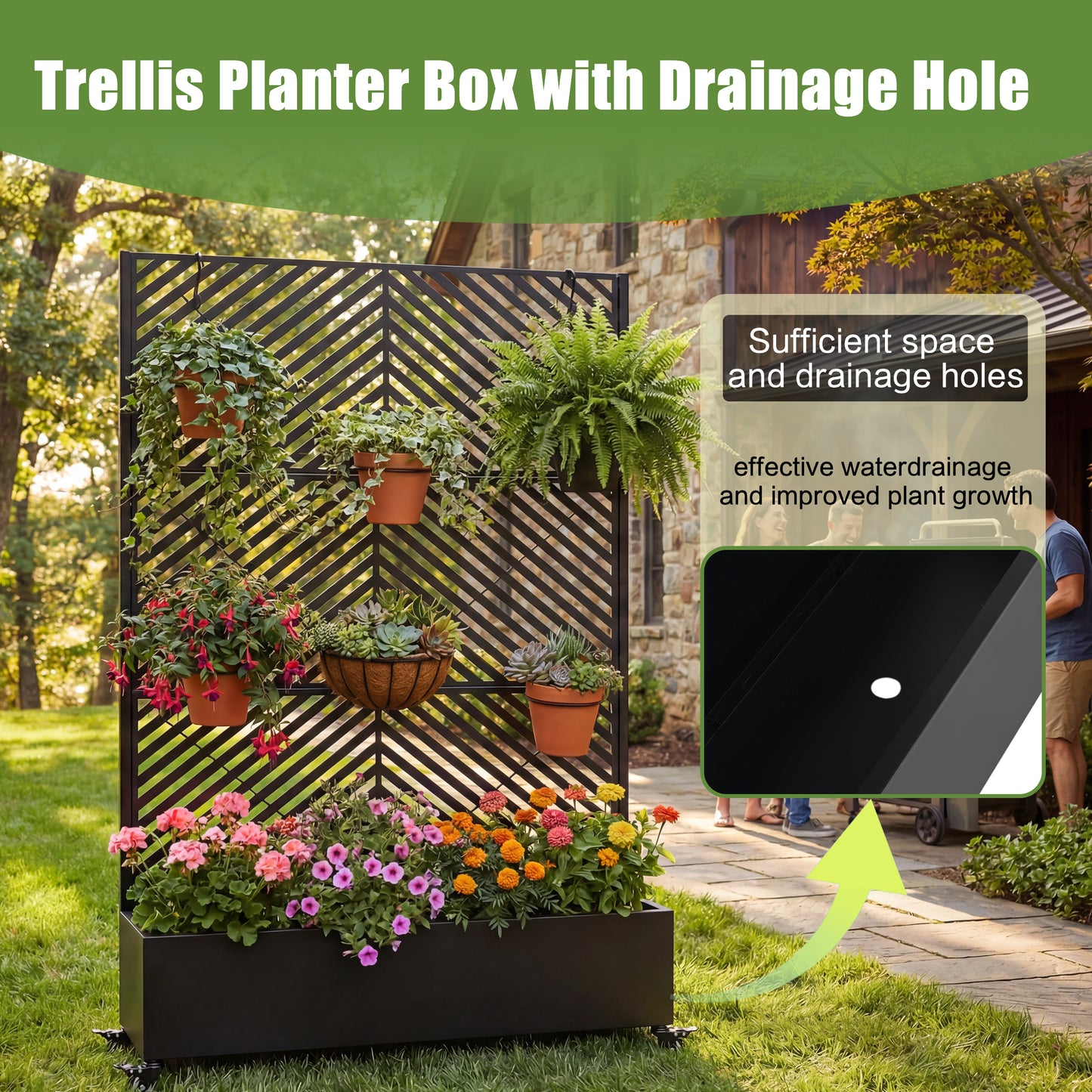 Metal Raised Garden Bed with Wheels - 73" x 47" Planter Box