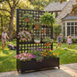 Metal Raised Garden Bed with Wheels and Trellis,73"x47"x16" Planter Box for Climbing Plants, Vegetables & Vines, Features Privacy Screen and Drainage Holes