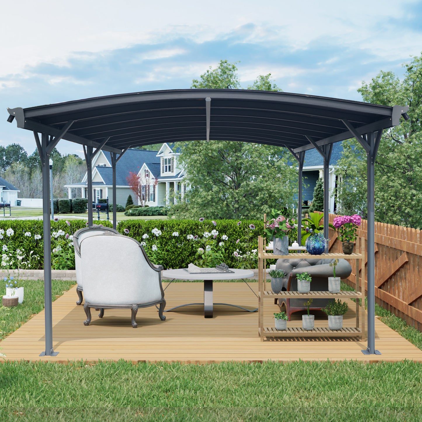 10x19ft Arch Carport - Aluminum Frame & Polycarbonate
