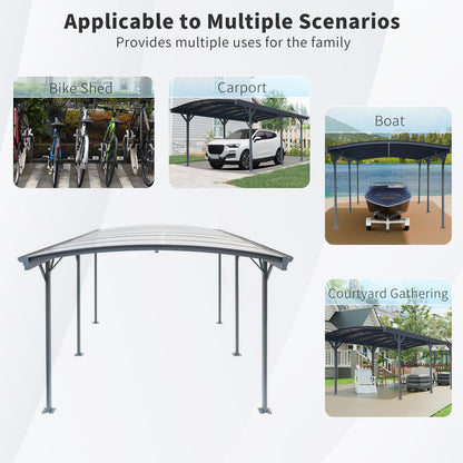 10x19ft Arch Carport - Aluminum Frame & Polycarbonate