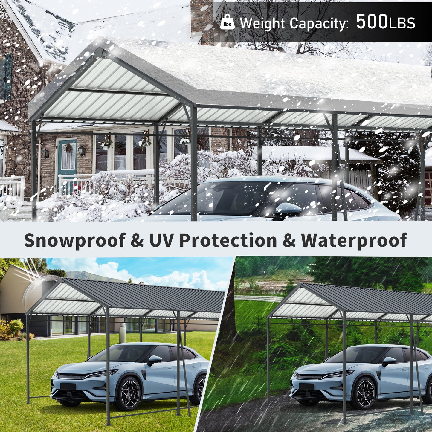 13' x 26.5' Metal Carport - Heavy Duty Outdoor Shelter