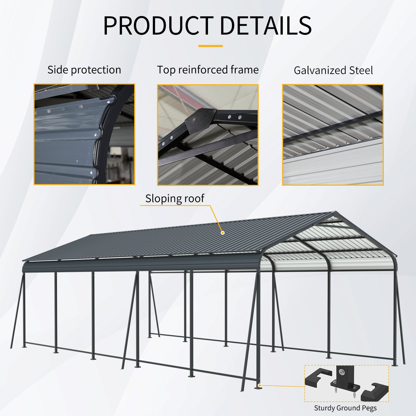 13x26.5ft Metal Carport - Outdoor Storage Shelter