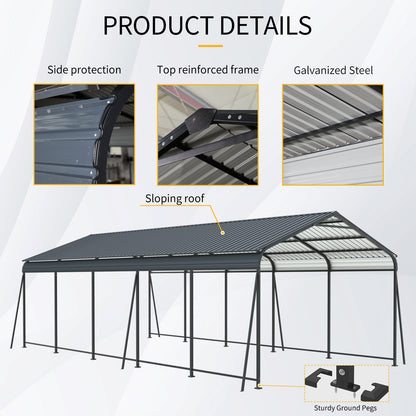 13x26.5ft Metal Carport - Outdoor Storage Shelter