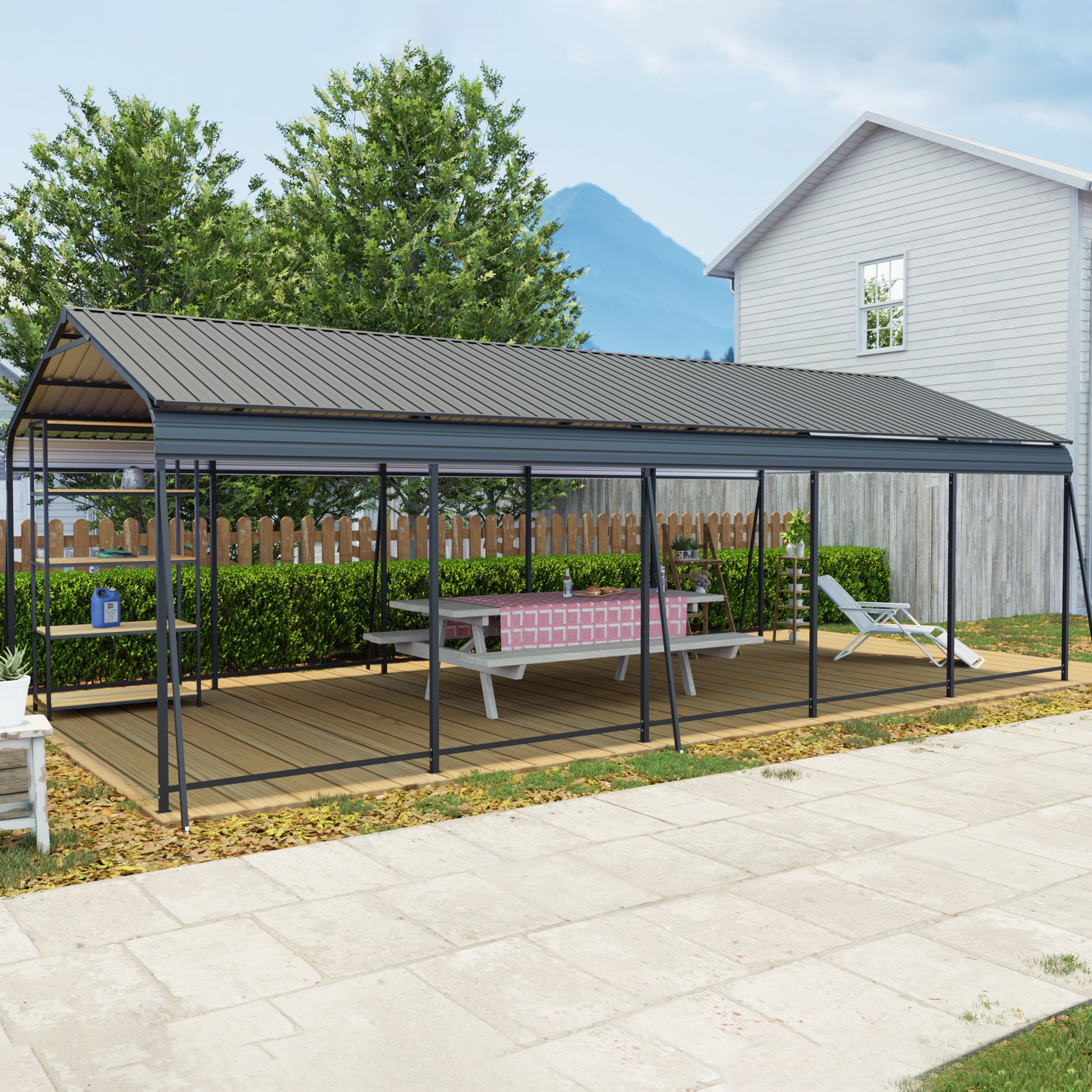 13x26.5ft Metal Carport - Outdoor Storage Shelter