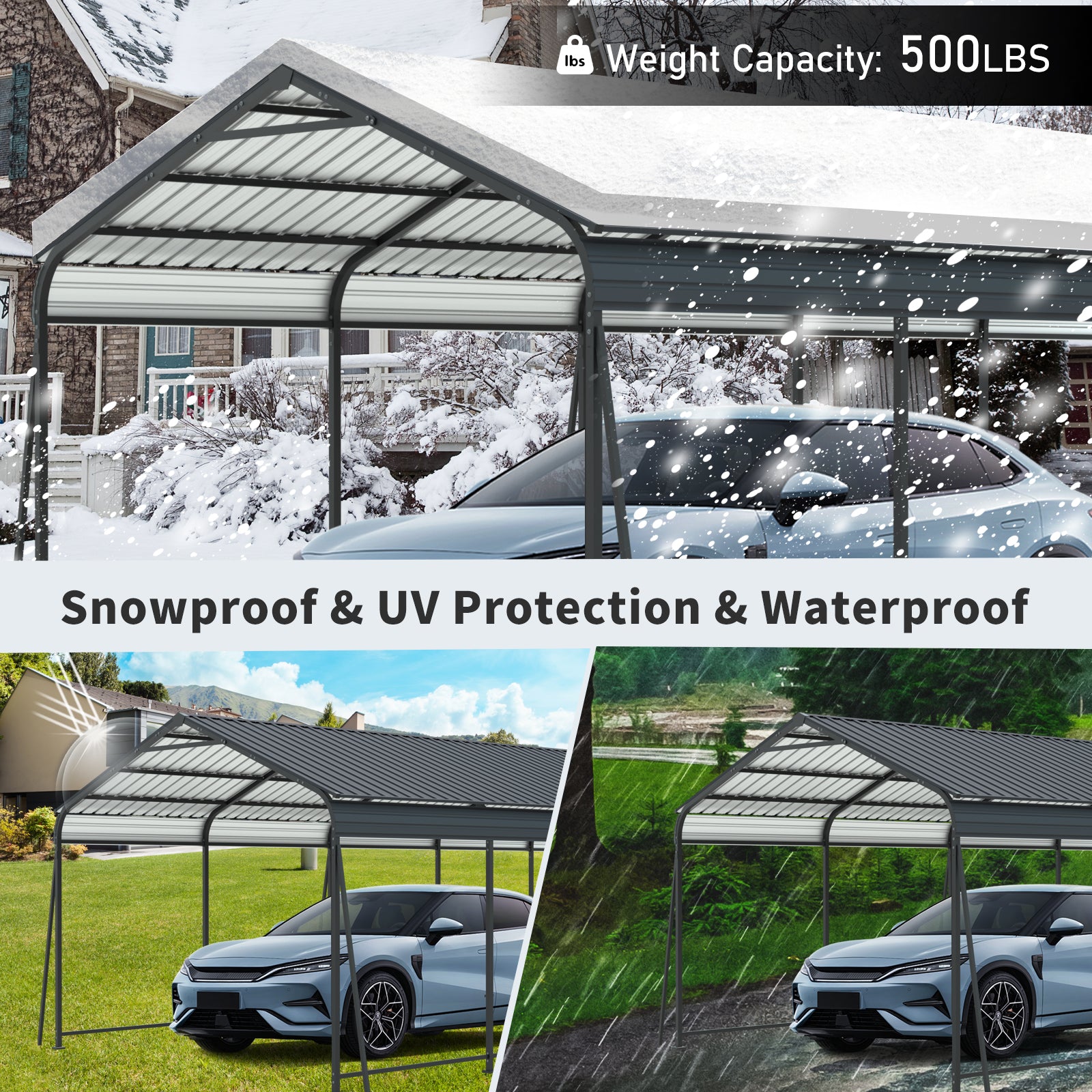 13x26.5ft Metal Carport - Outdoor Storage Shelter