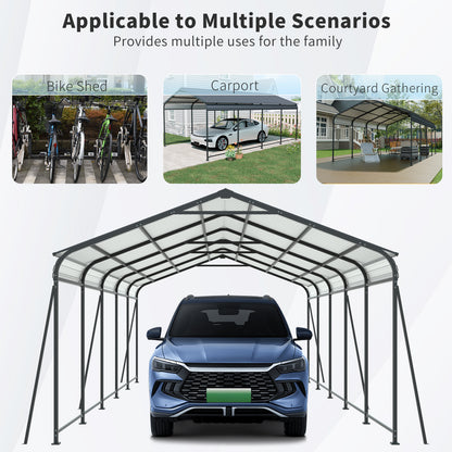 13x26.5ft Metal Carport - Outdoor Storage Shelter