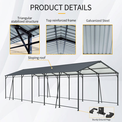 12x32 FT Heavy Duty Carport - Metal Garage with Galvanized Roof