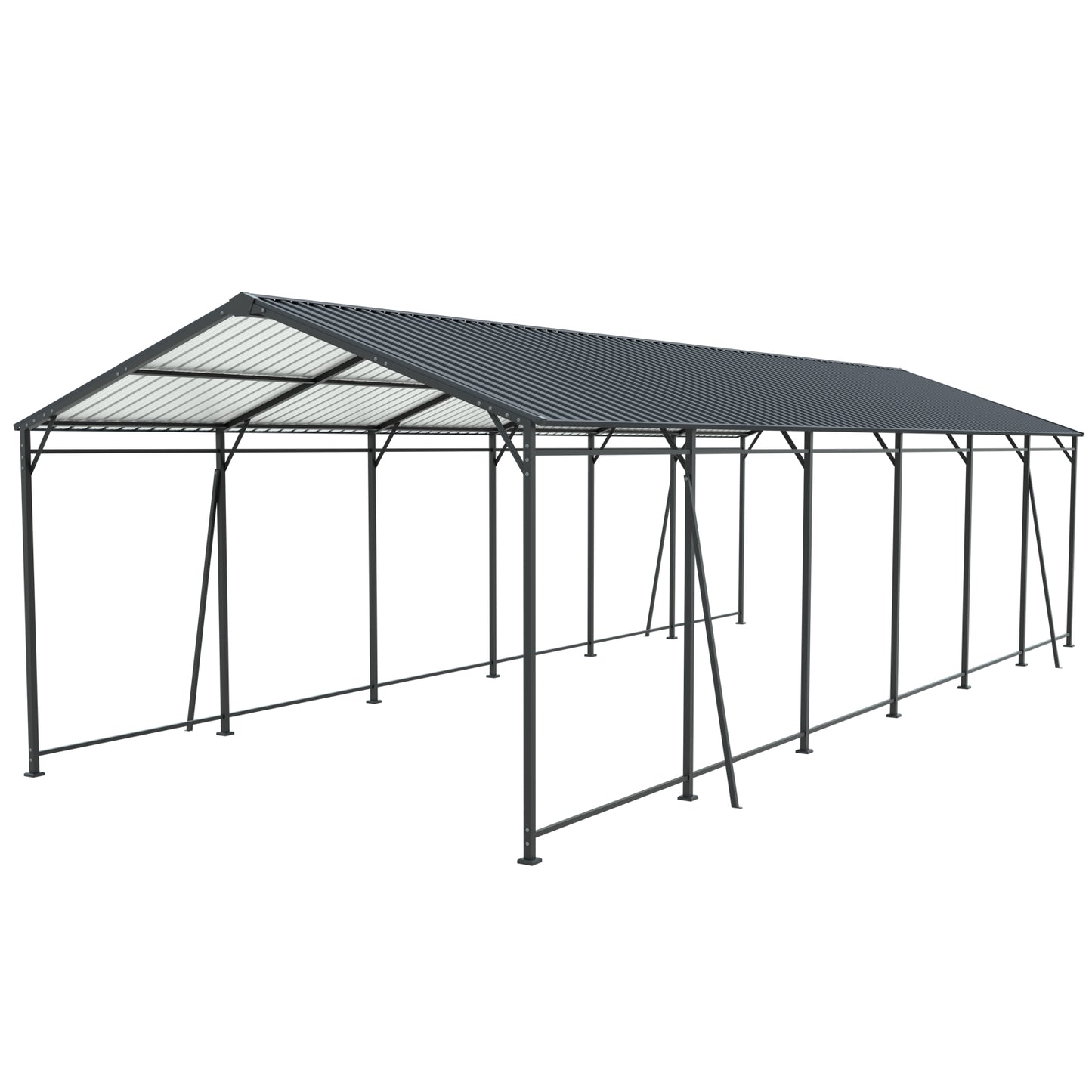 12x32 FT Heavy Duty Carport - Metal Garage with Galvanized Roof