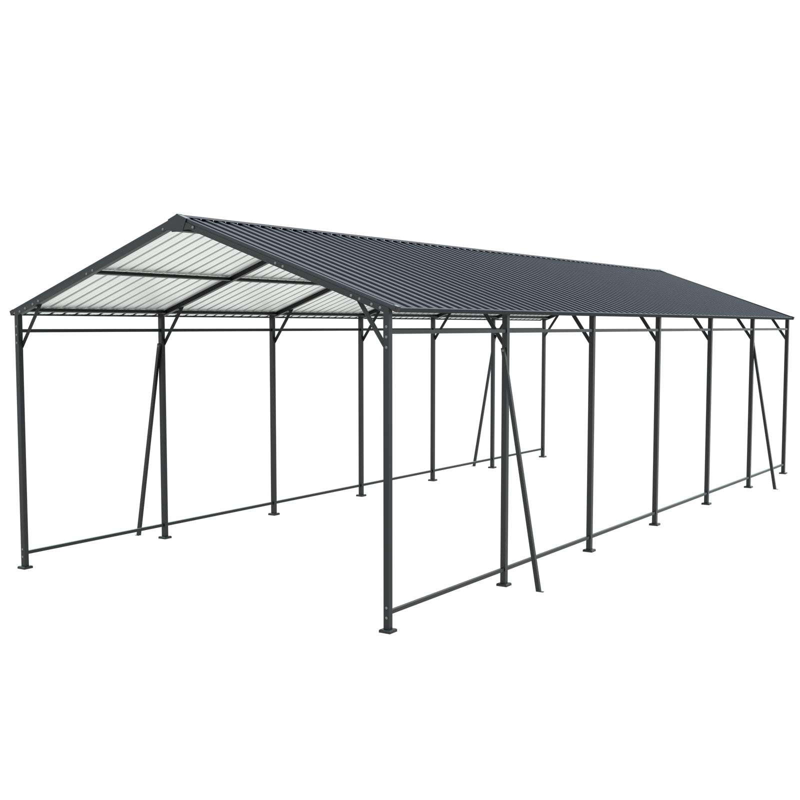 12x32 FT Heavy Duty Carport - Metal Garage with Galvanized Roof
