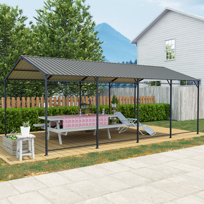 Heavy Duty Metal Carport for Garden or Poolside Use in Charcoal