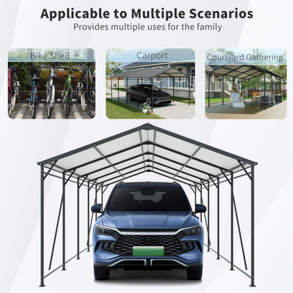 Heavy Duty Metal Carport for Garden or Poolside Use in Charcoal